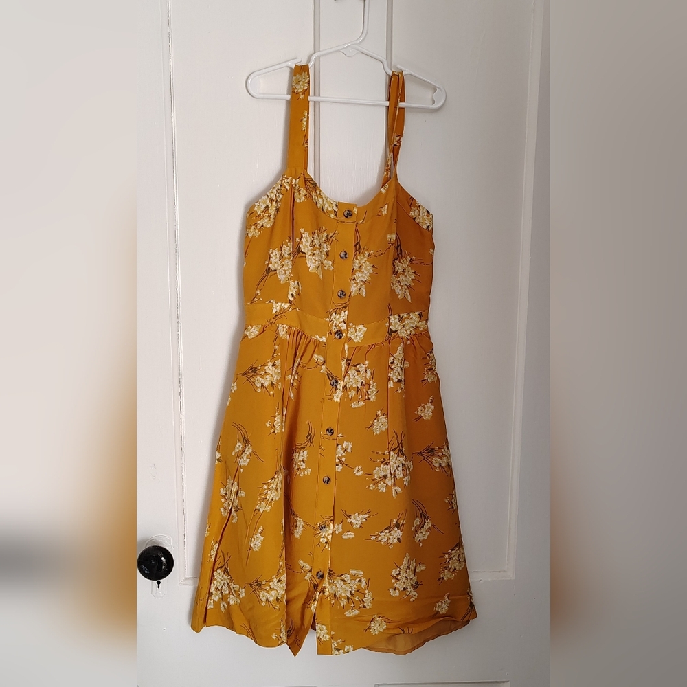 Madewell 100% Silk Fleur Bow-Back Mini Dress In Butterfly Garden Yellow Orange 4